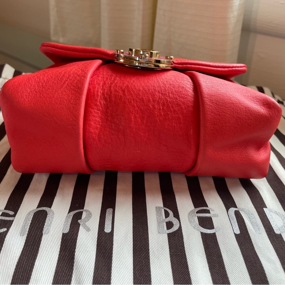 Henri Bendel Pebbled Leather Bag Gold Chain Shoulder Crossbody Bag - Picture 8 of 17